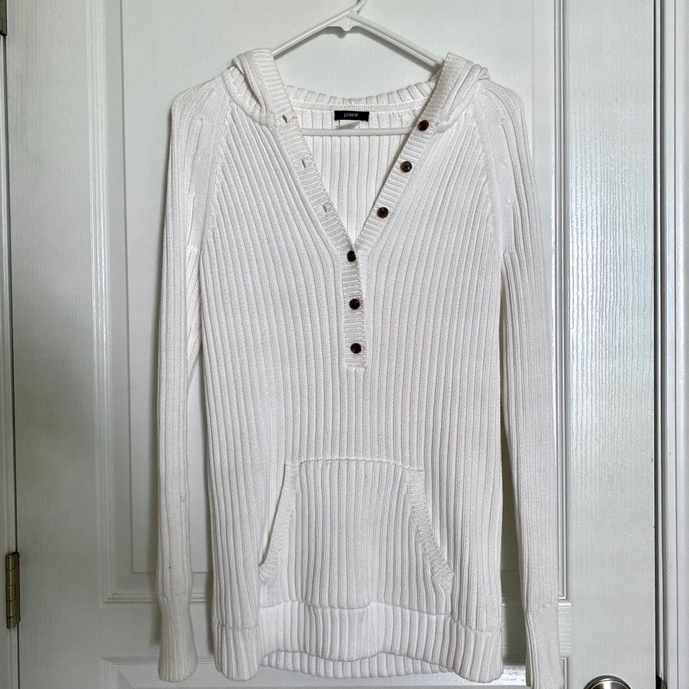 J Crew White Pullover Sweater with Pocket